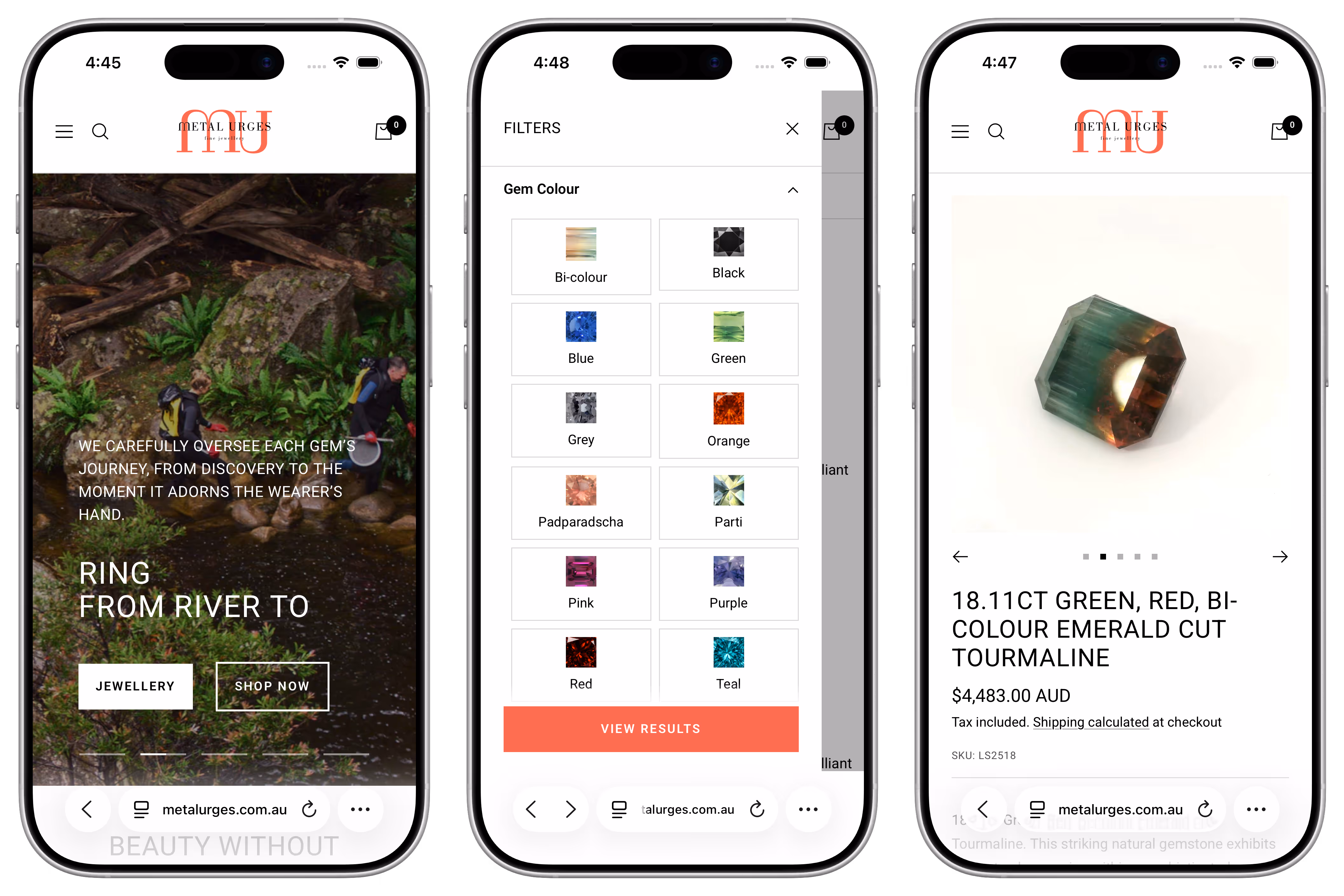 Screenshots of key Metal Urges website features